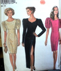 6154 NEW LOOK GLAM SLEEVEHEAD SS-LS SLIM DRESS LENGTHS PATTERN 8-18 UNCUT